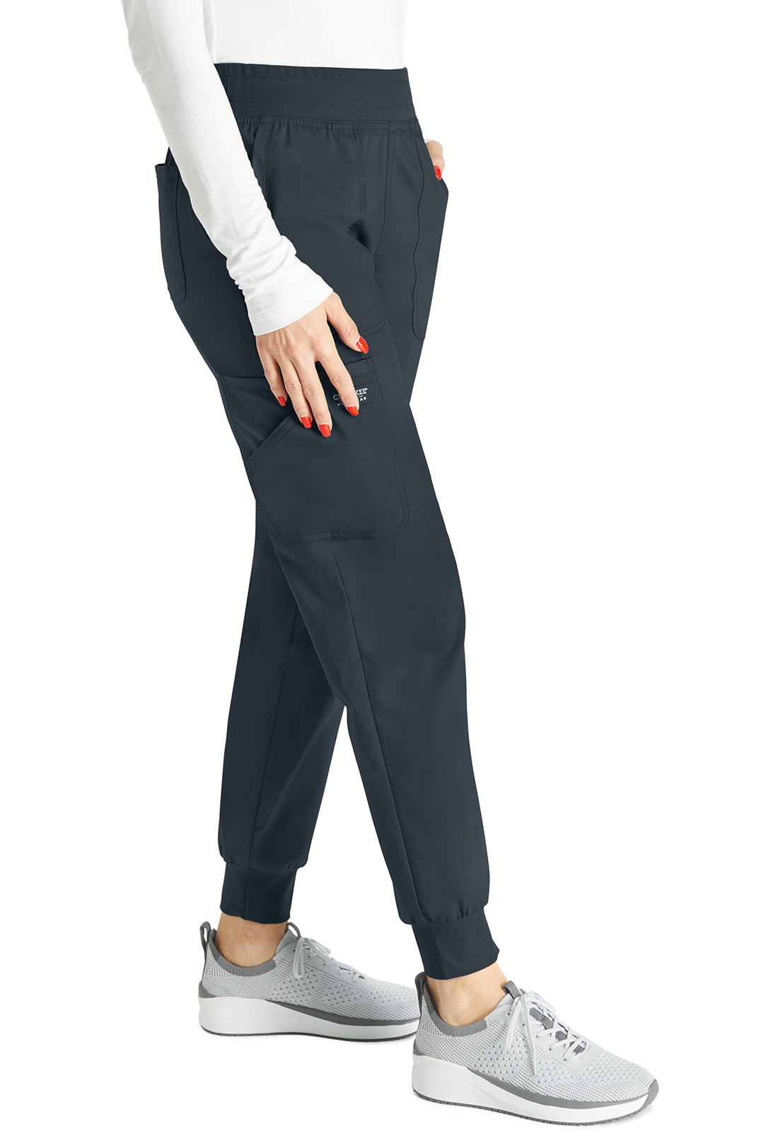 Halfhoge joggingbroek met taps toelopende pijpen en gebreide tailleband WWE115
