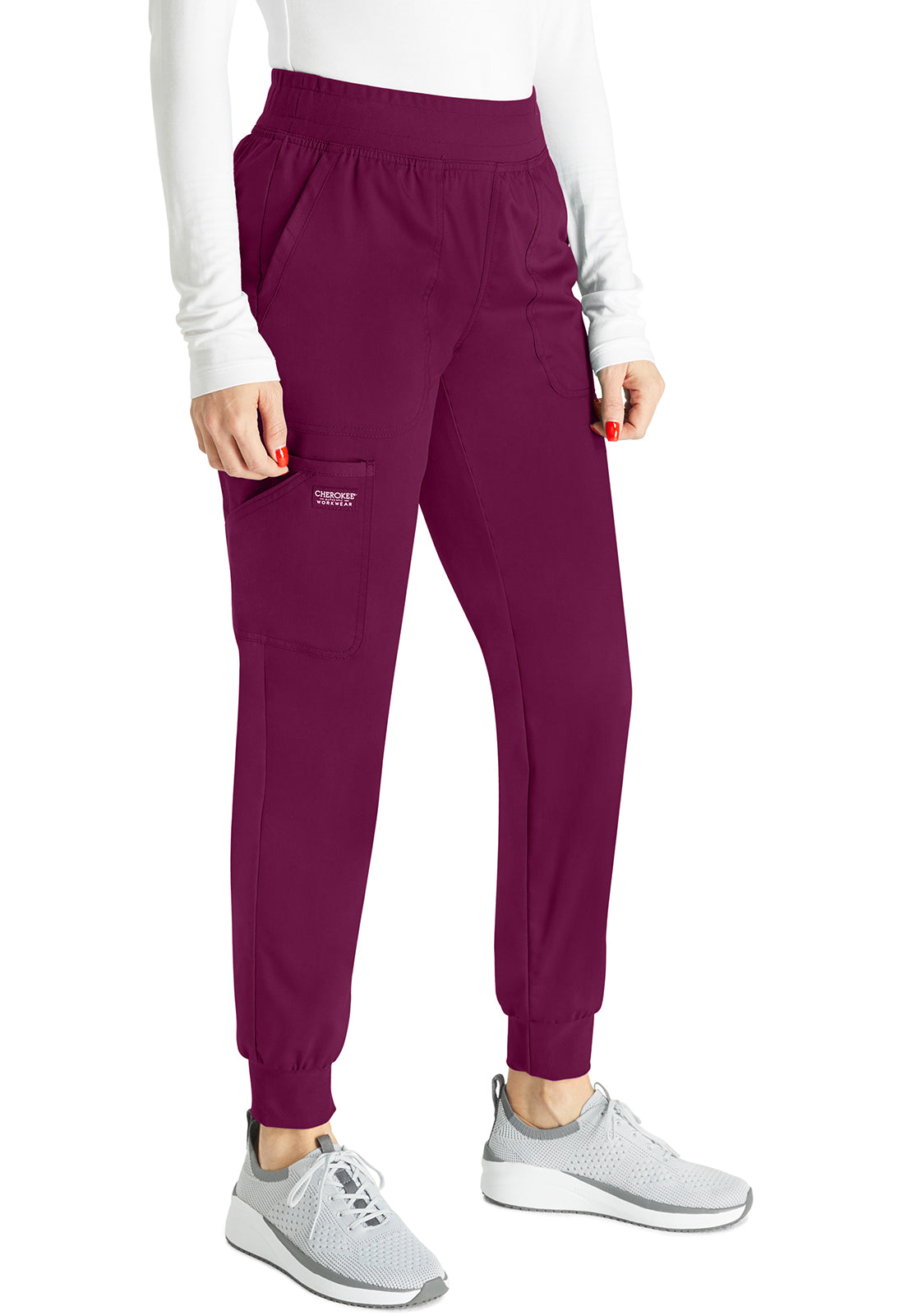 Halfhoge joggingbroek met taps toelopende pijpen en gebreide tailleband WWE115