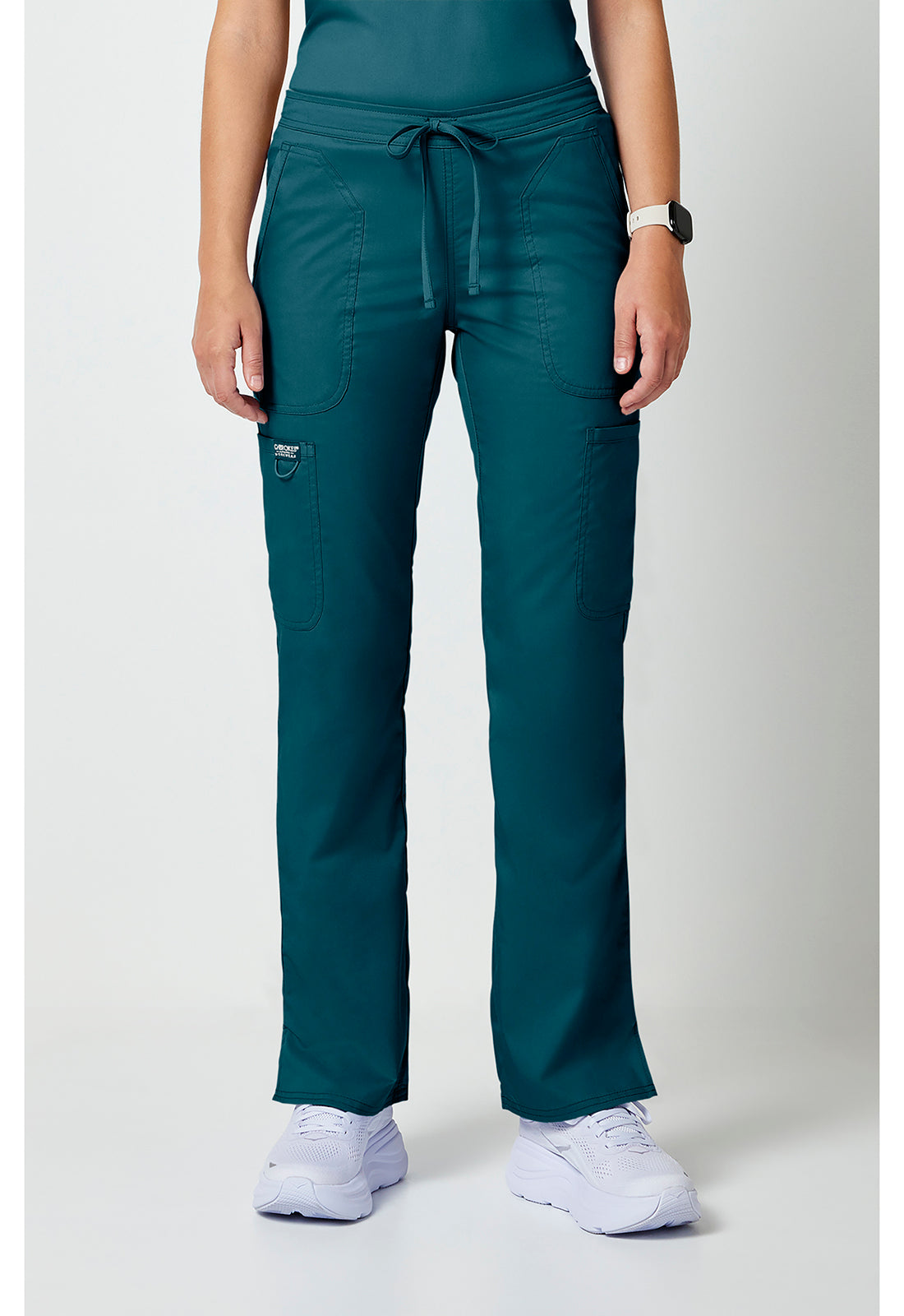 Cherokee Workwear Mid-rise jeans met gematigde uitlopende pijpen en trekkoord met cargozakken en 2-way stretch WWE120