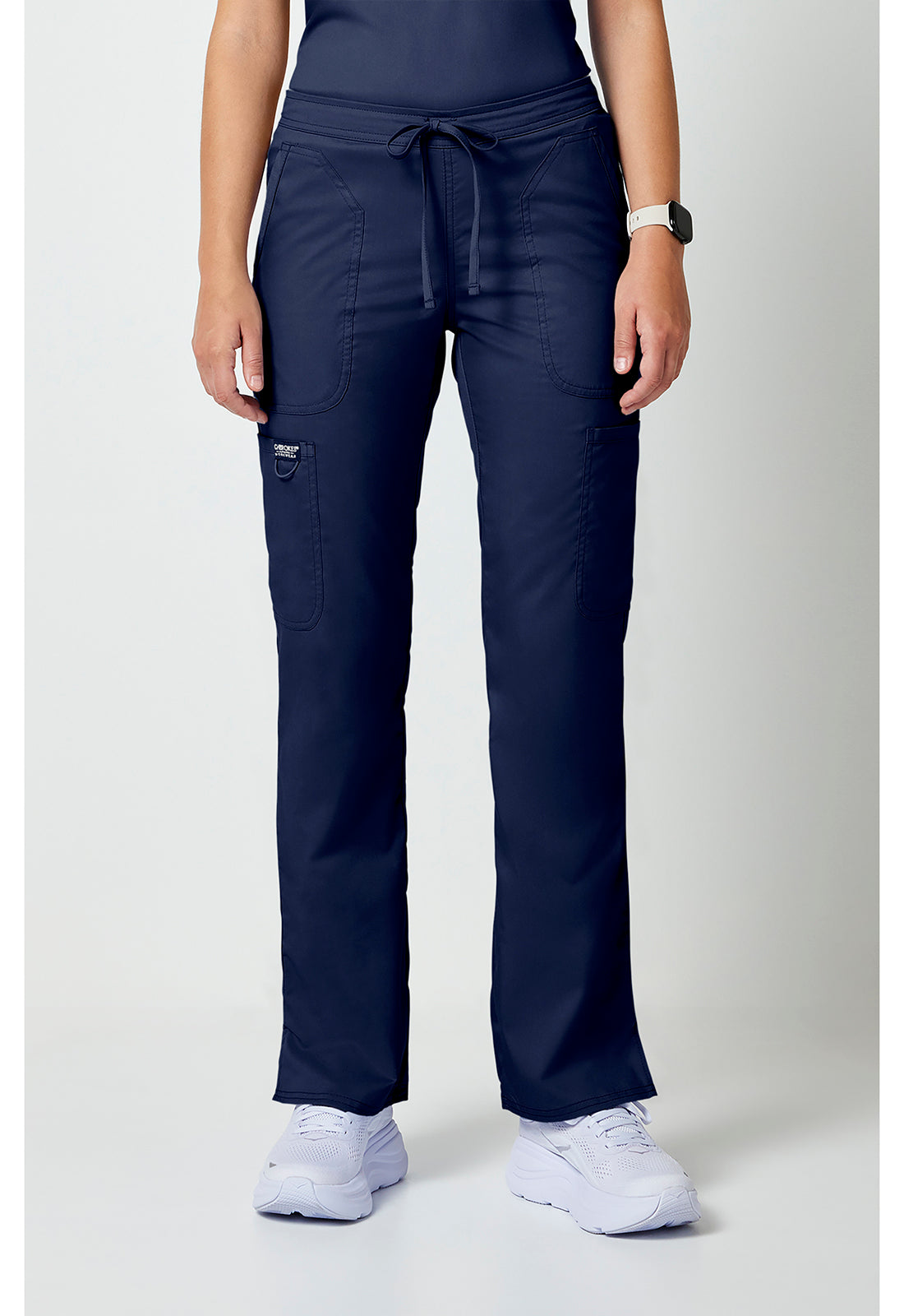 Cherokee Workwear Mid-rise jeans met gematigde uitlopende pijpen en trekkoord met cargozakken en 2-way stretch WWE120