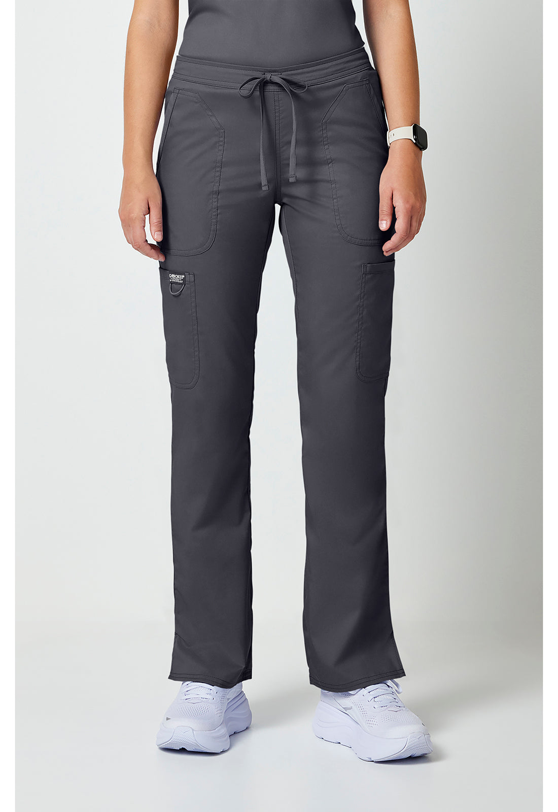 Cherokee Workwear Mid-rise jeans met gematigde uitlopende pijpen en trekkoord met cargozakken en 2-way stretch WWE120