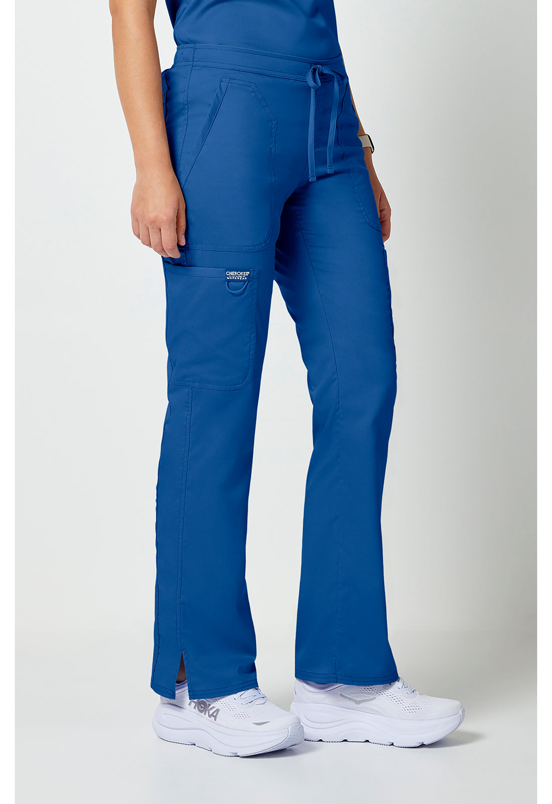 Cherokee Workwear Mid-rise jeans met gematigde uitlopende pijpen en trekkoord met cargozakken en 2-way stretch WWE120