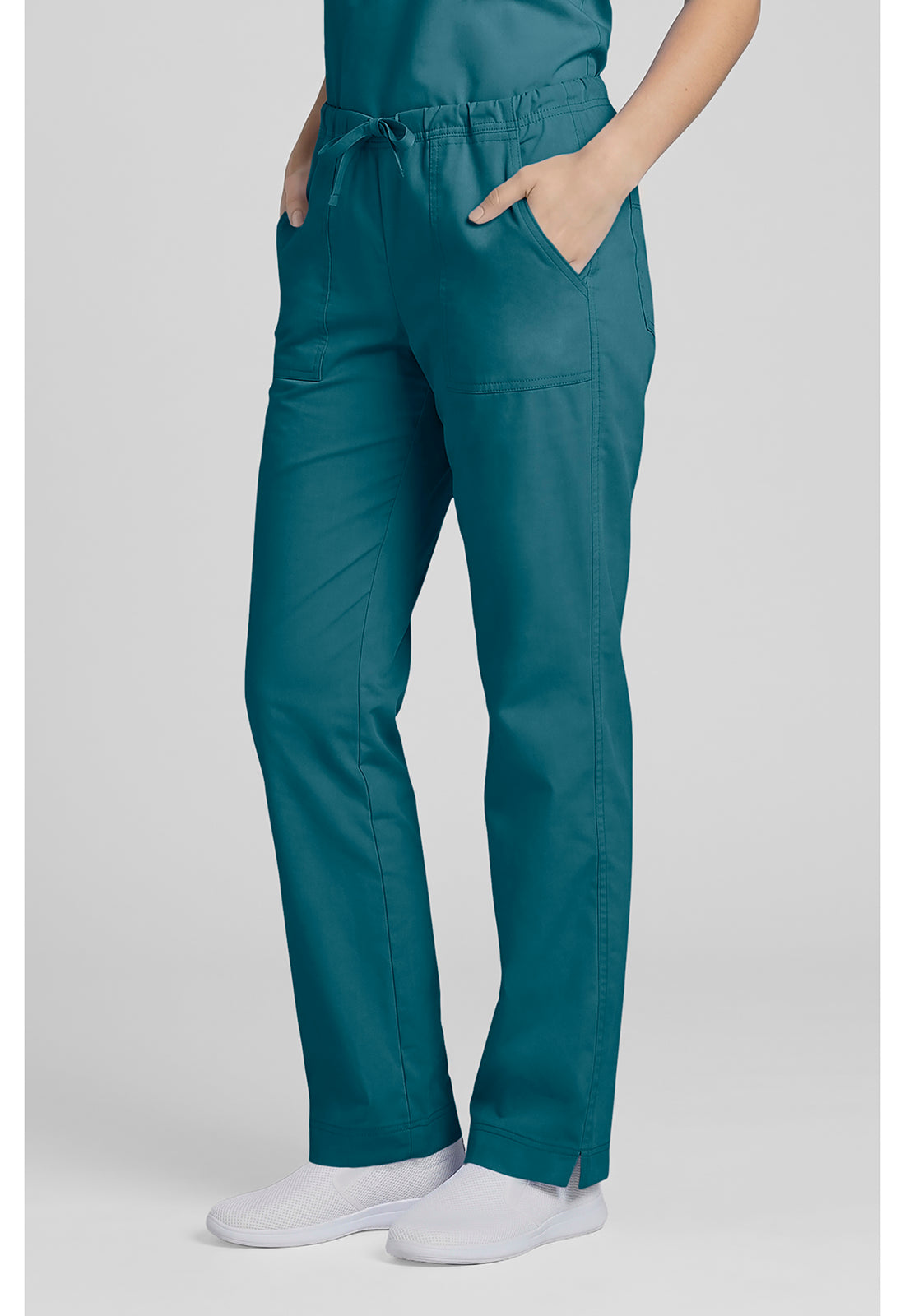 Middelhoge taille, slim fit, rechte broek met trekkoord met elastische tailleband en 2-way stretch WWE4203