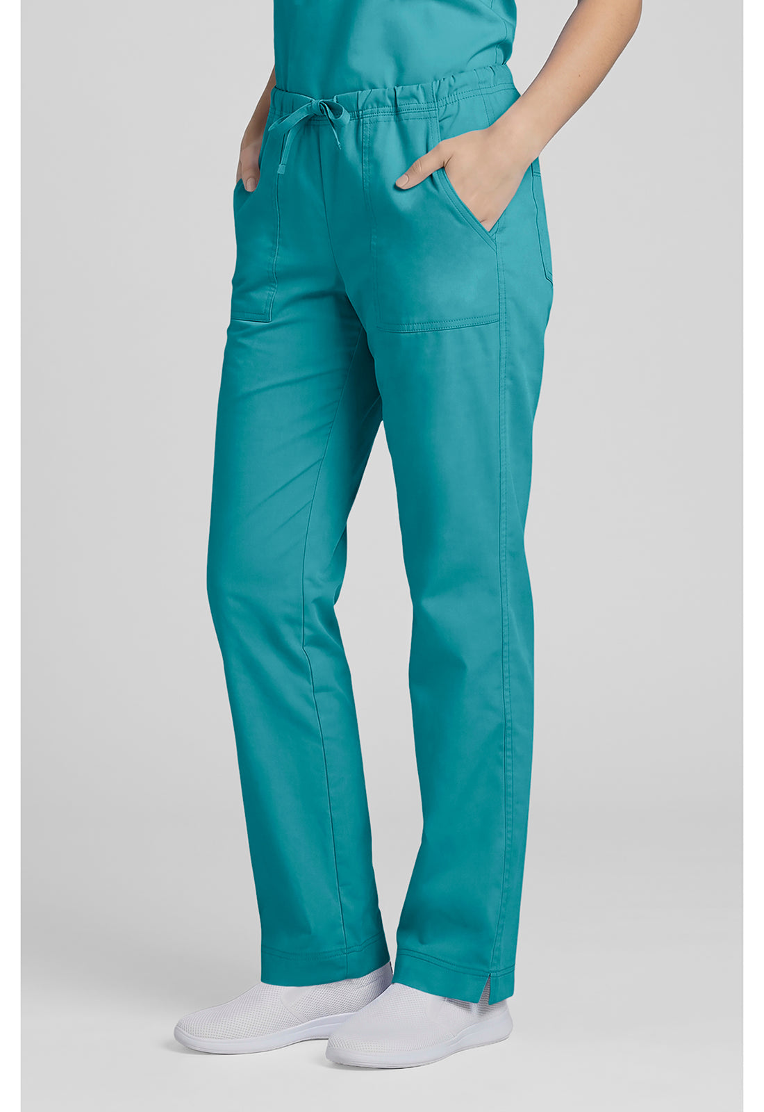 Middelhoge taille, slim fit, rechte broek met trekkoord met elastische tailleband en 2-way stretch WWE4203