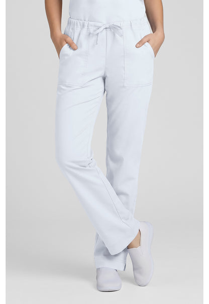Middelhoge taille, slim fit, rechte broek met trekkoord met elastische tailleband en 2-way stretch