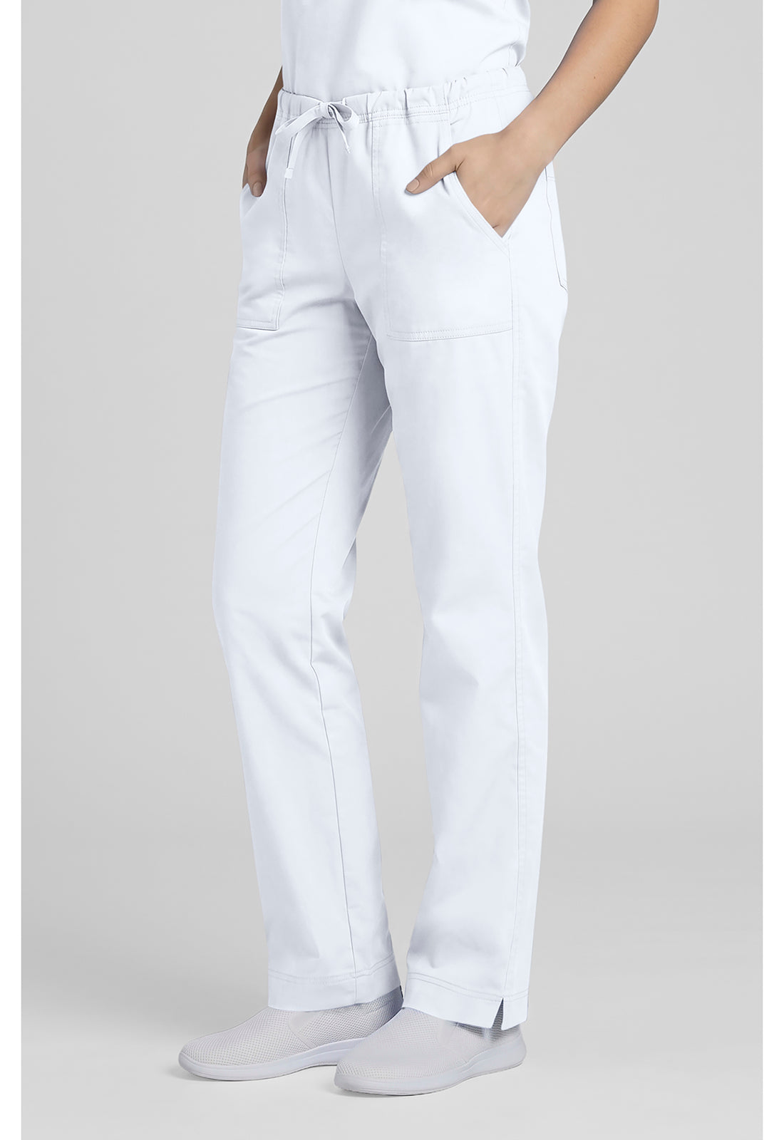 Middelhoge taille, slim fit, rechte broek met trekkoord met elastische tailleband en 2-way stretch WWE4203