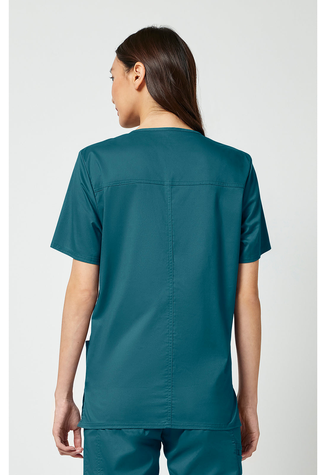 Unisex V-hals top met traditionele pasvorm en 2-way stretch