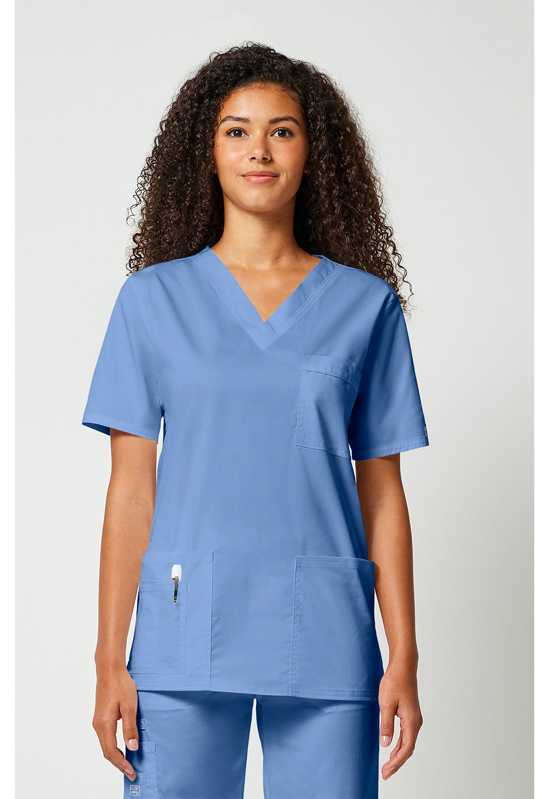 Unisex V-hals top met traditionele pasvorm en 2-way stretch