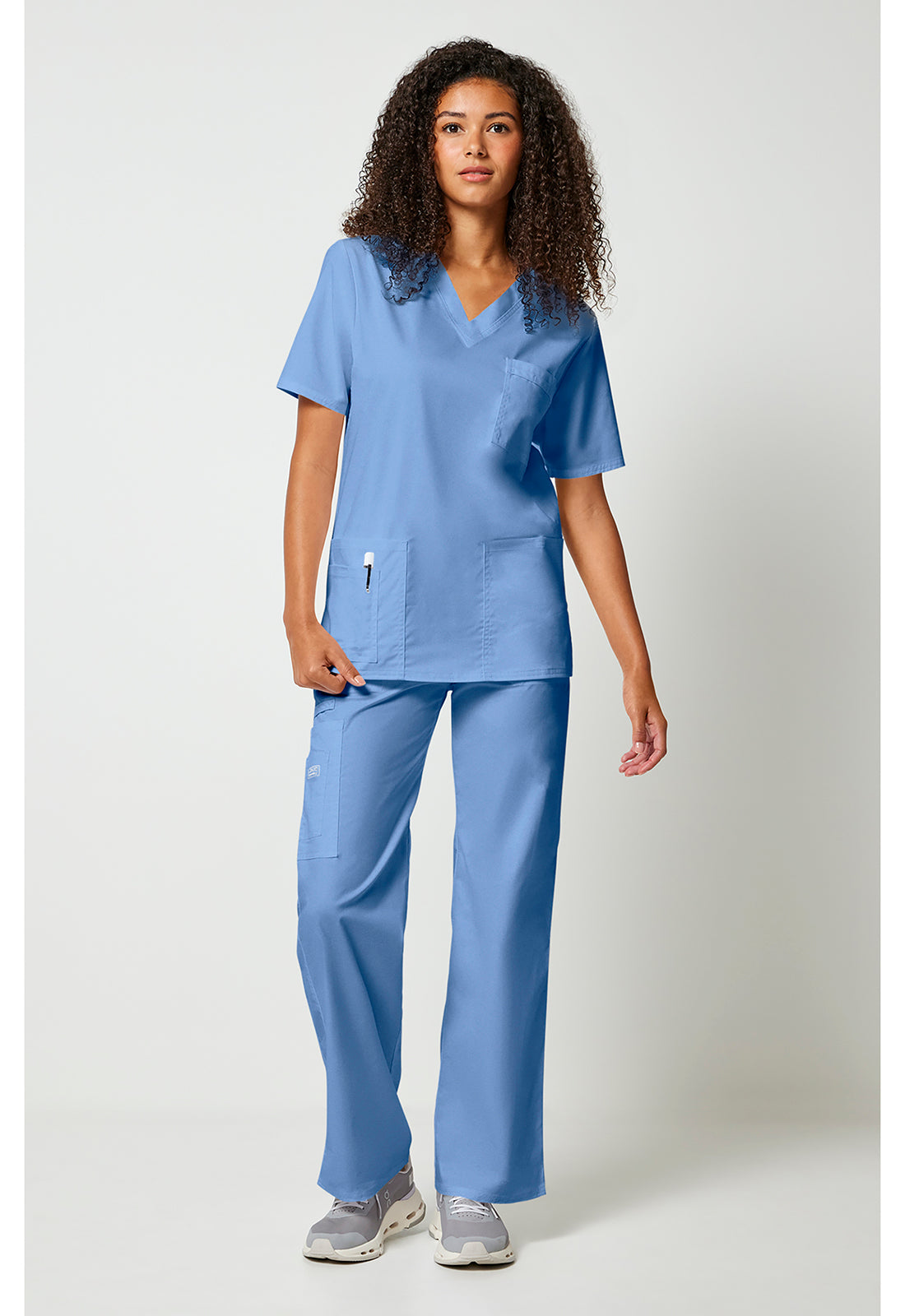 Unisex V-hals top met traditionele pasvorm en 2-way stretch