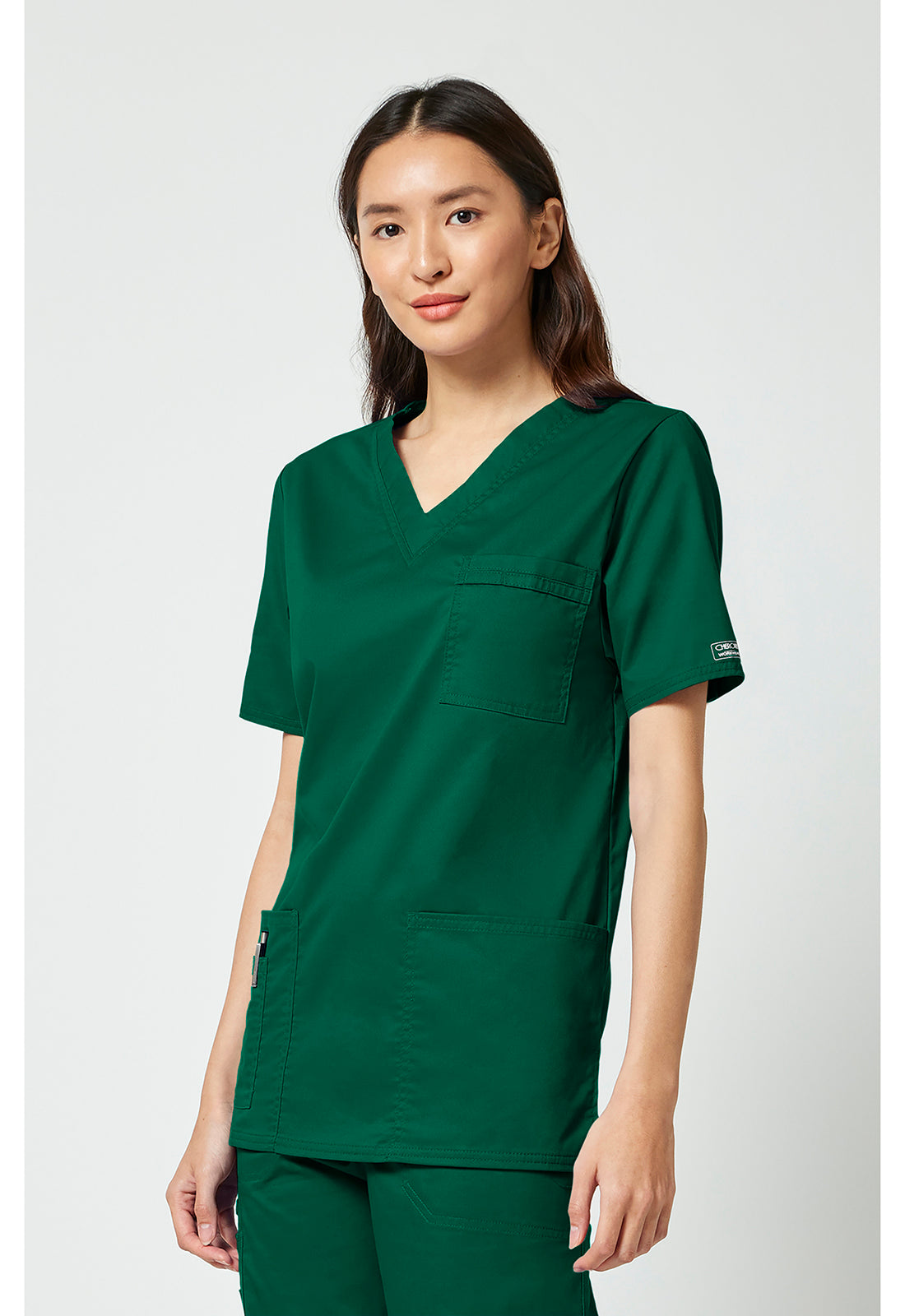 Unisex V-hals top met traditionele pasvorm en 2-way stretch