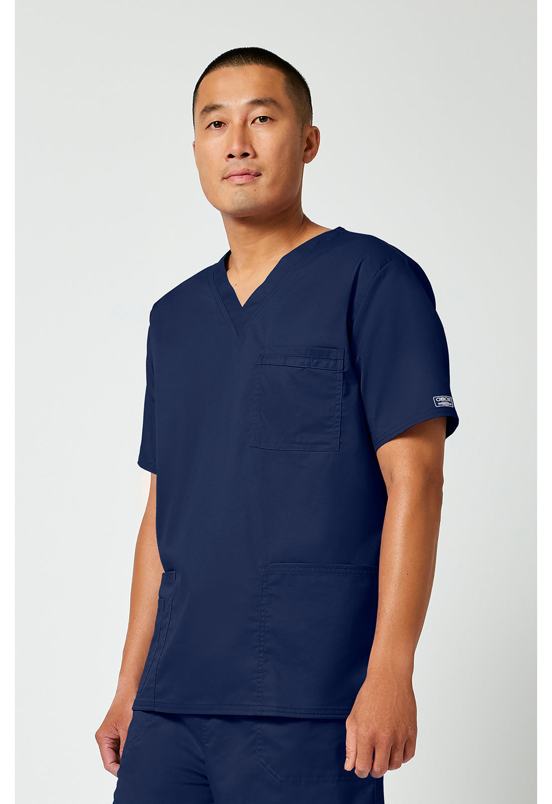 Unisex V-hals top met traditionele pasvorm en 2-way stretch