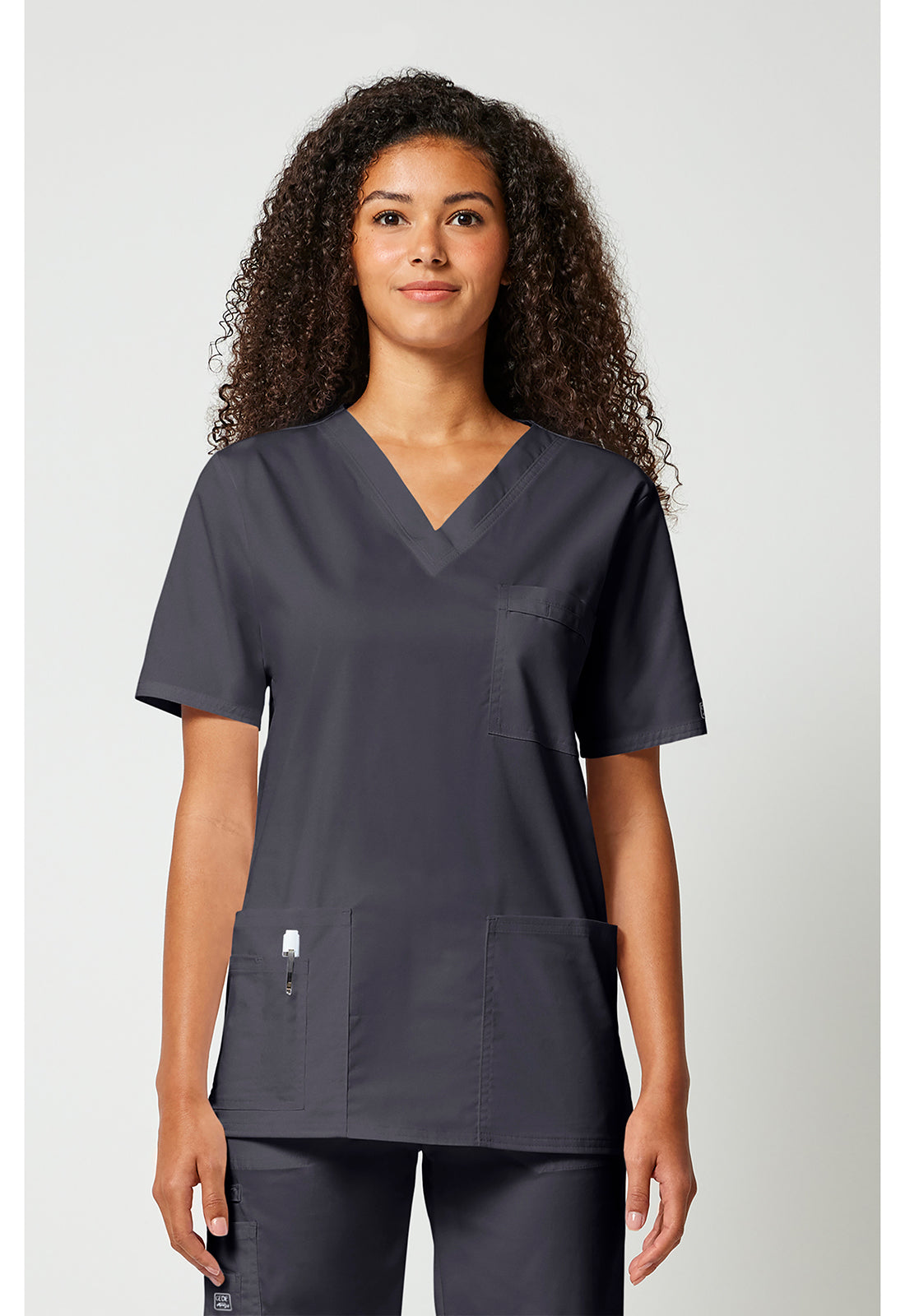 Unisex V-hals top met traditionele pasvorm en 2-way stretch