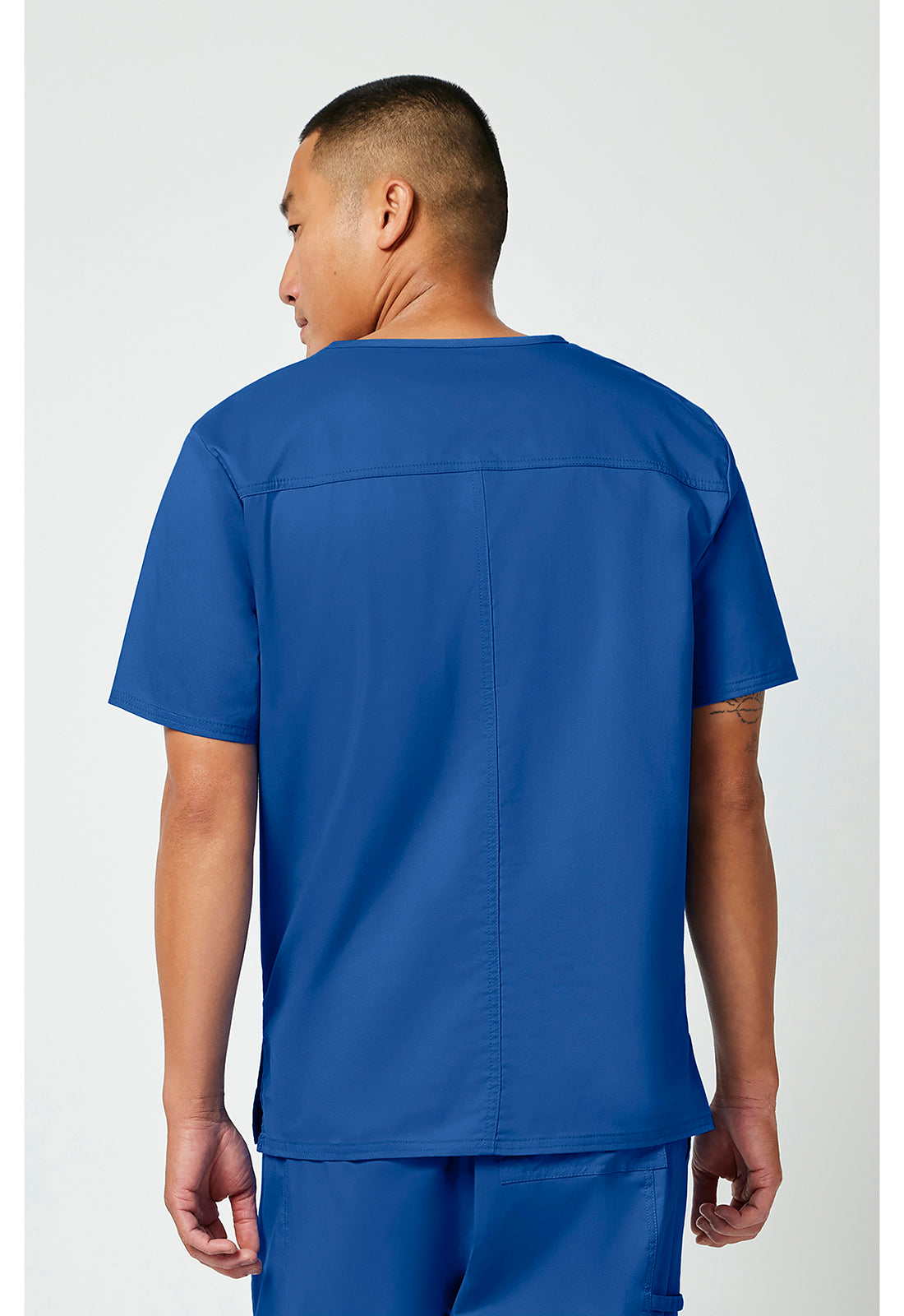 Unisex V-hals top met traditionele pasvorm en 2-way stretch