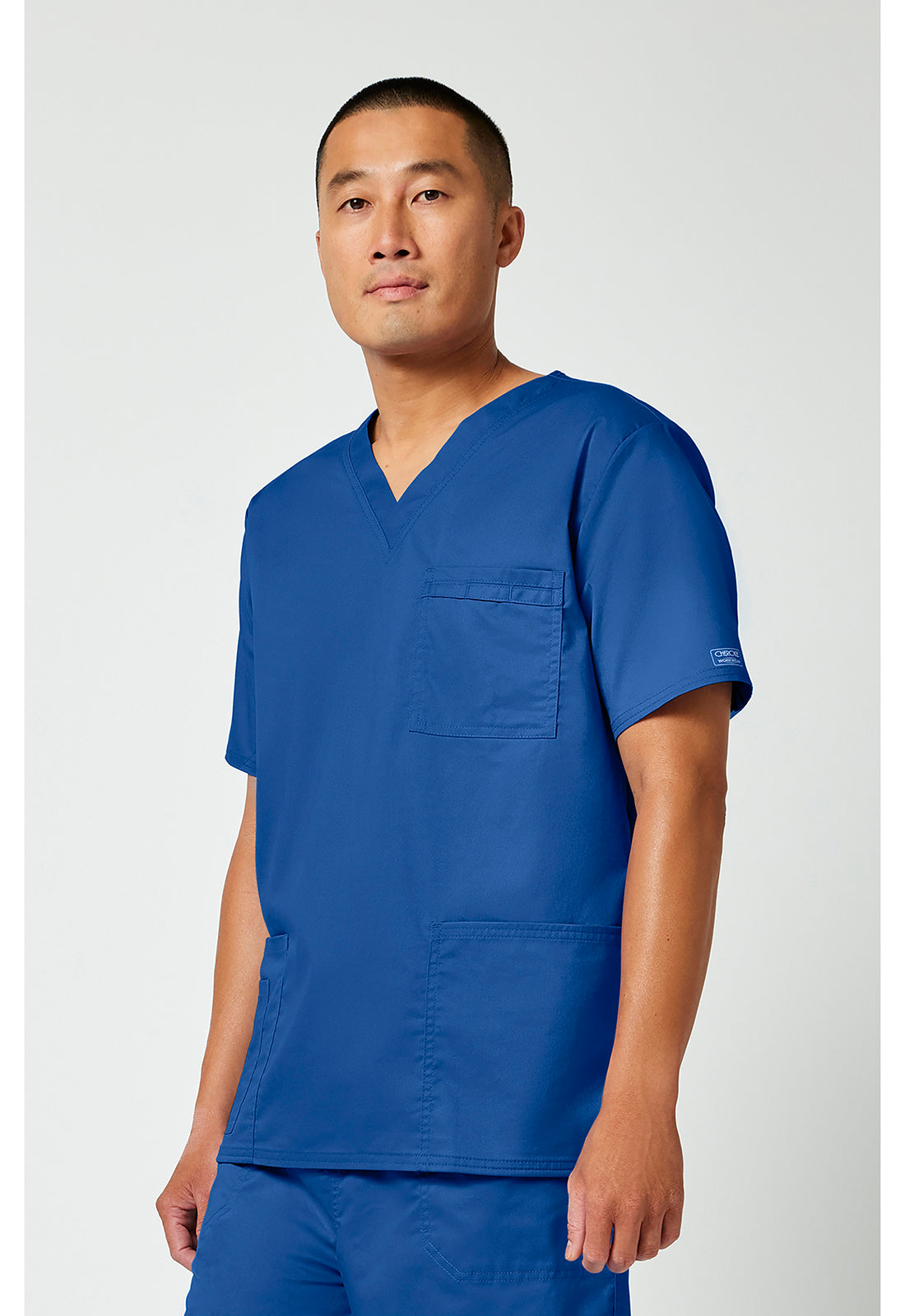 Unisex V-hals top met traditionele pasvorm en 2-way stretch