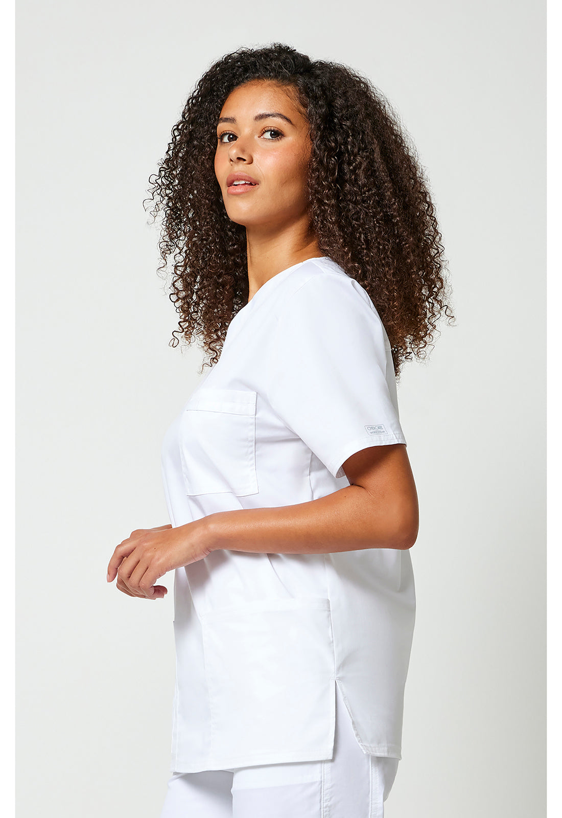 Unisex V-hals top met traditionele pasvorm en 2-way stretch