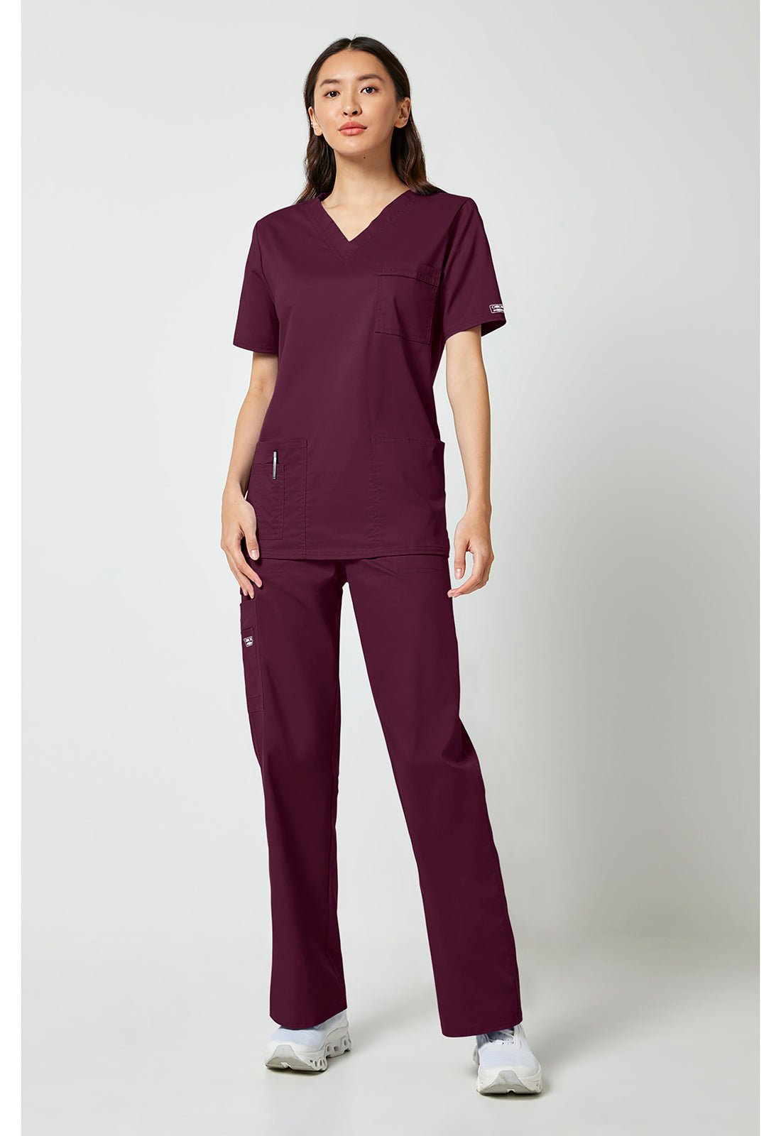 Unisex V-hals top met traditionele pasvorm en 2-way stretch