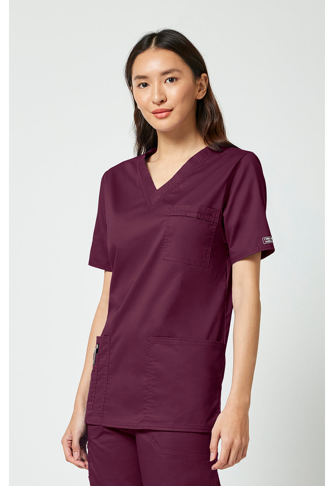 Unisex V-hals top met traditionele pasvorm en 2-way stretch