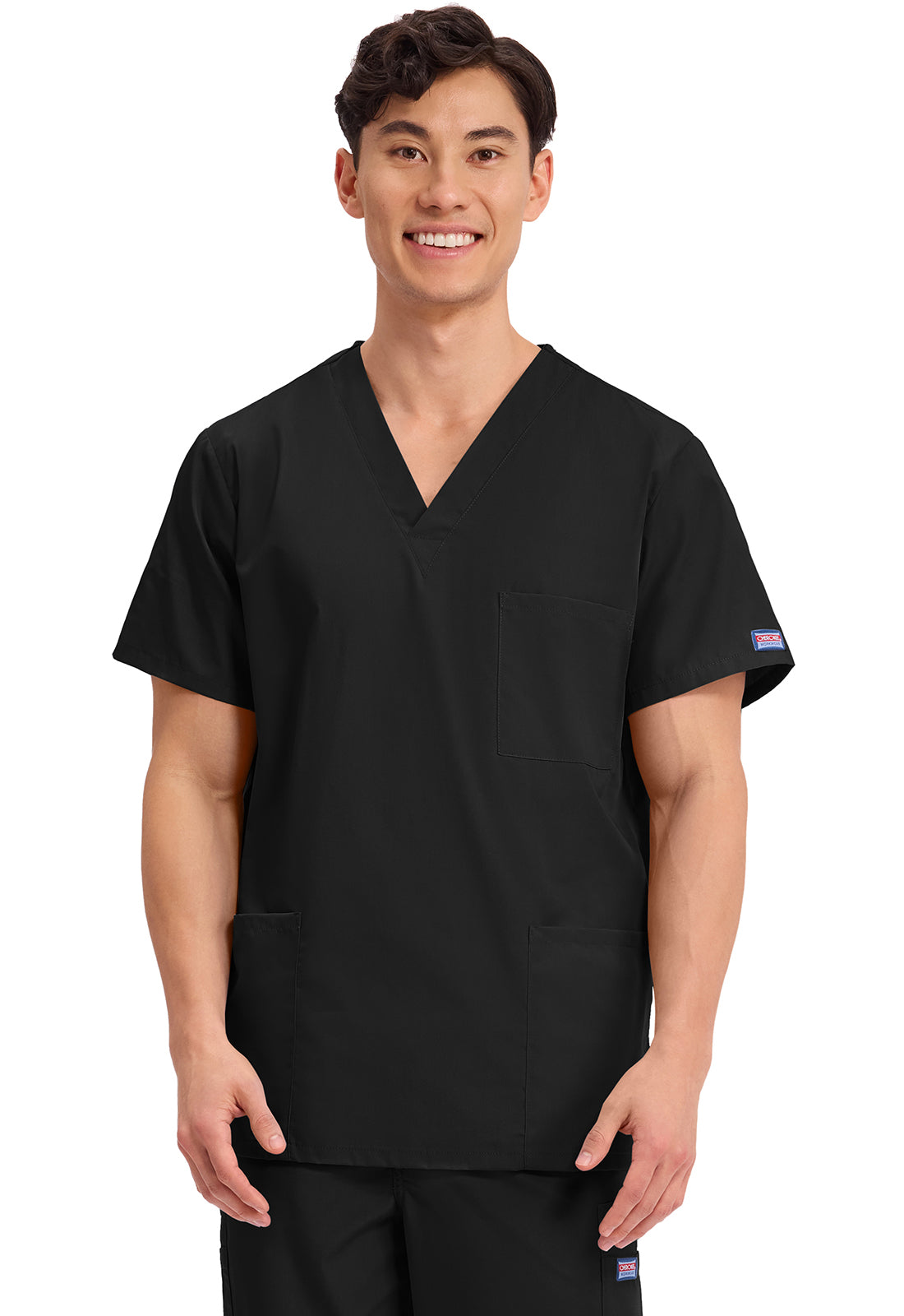 Unisex V-hals top met traditionele pasvorm en borstzak WWE4876