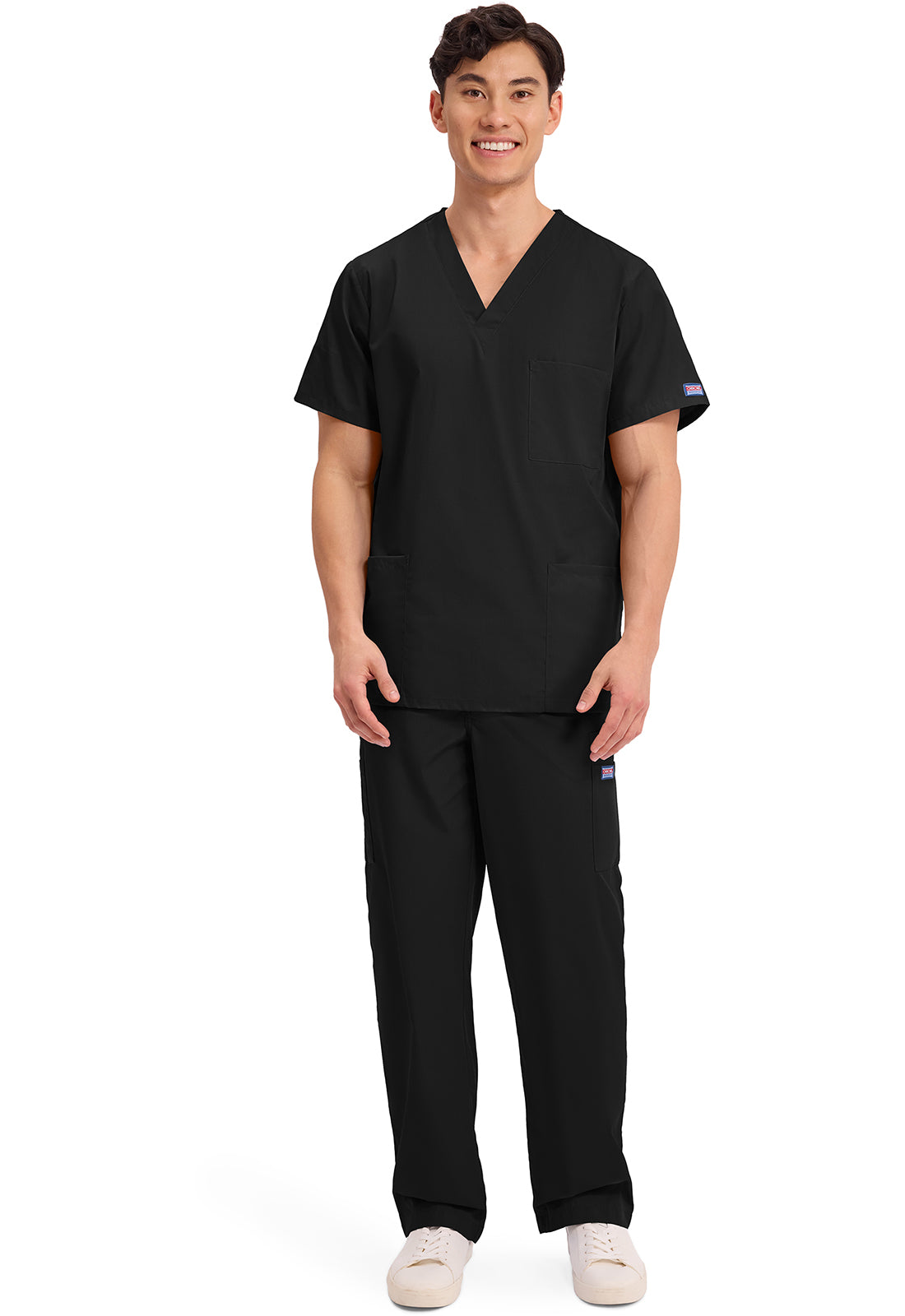 Unisex V-hals top met traditionele pasvorm en borstzak WWE4876