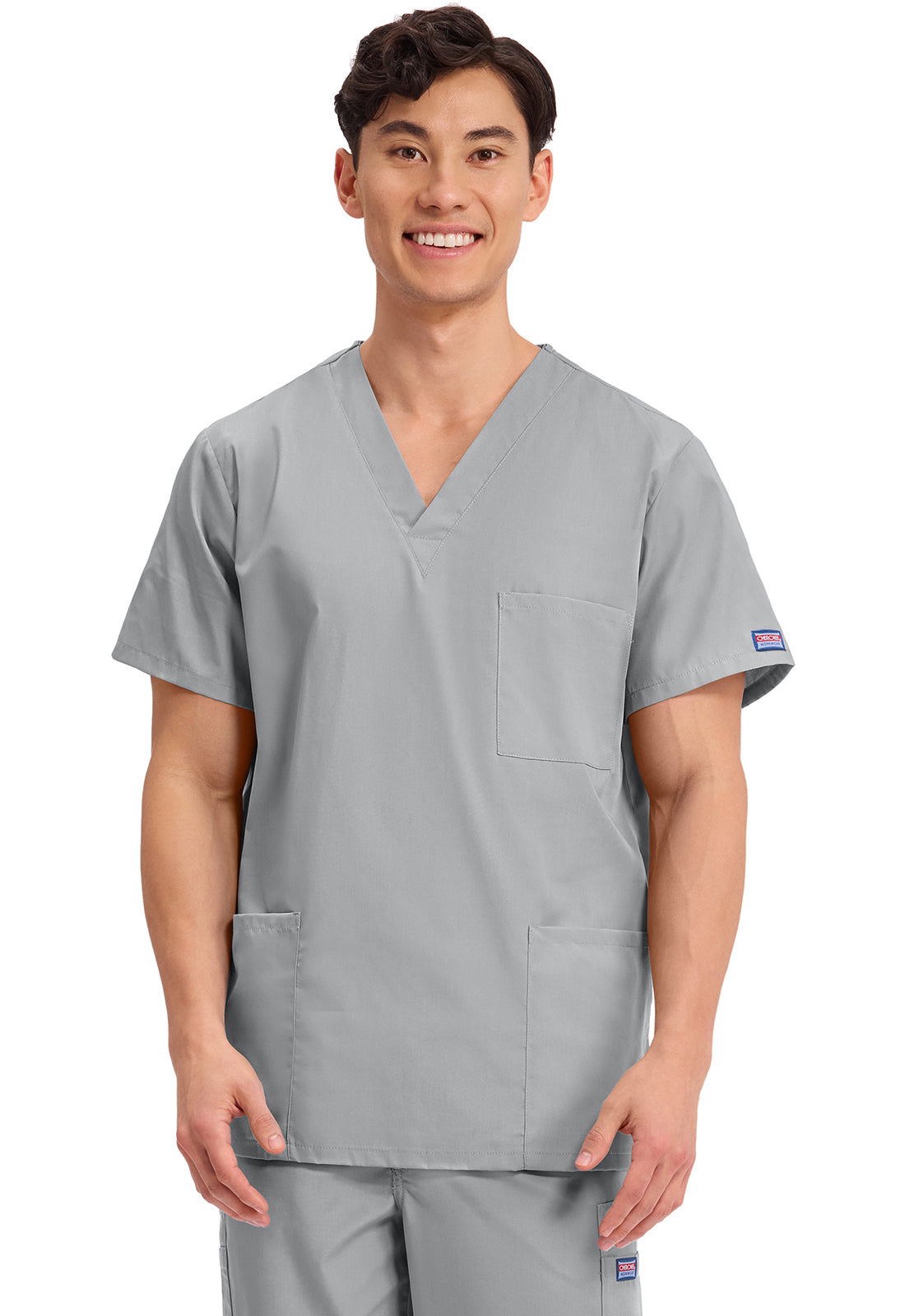 Unisex V-hals top met traditionele pasvorm en borstzak WWE4876