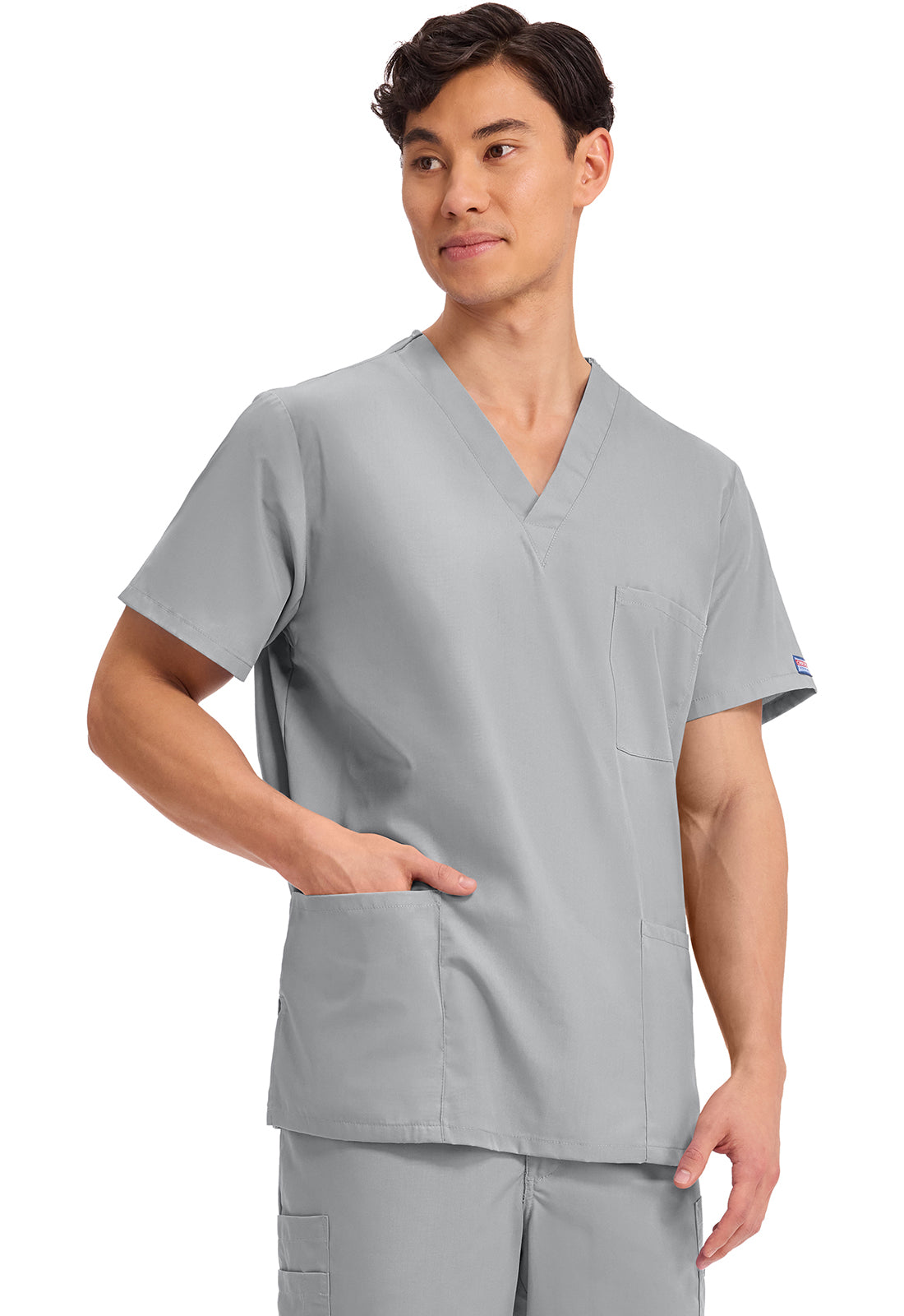 Unisex V-hals top met traditionele pasvorm en borstzak WWE4876