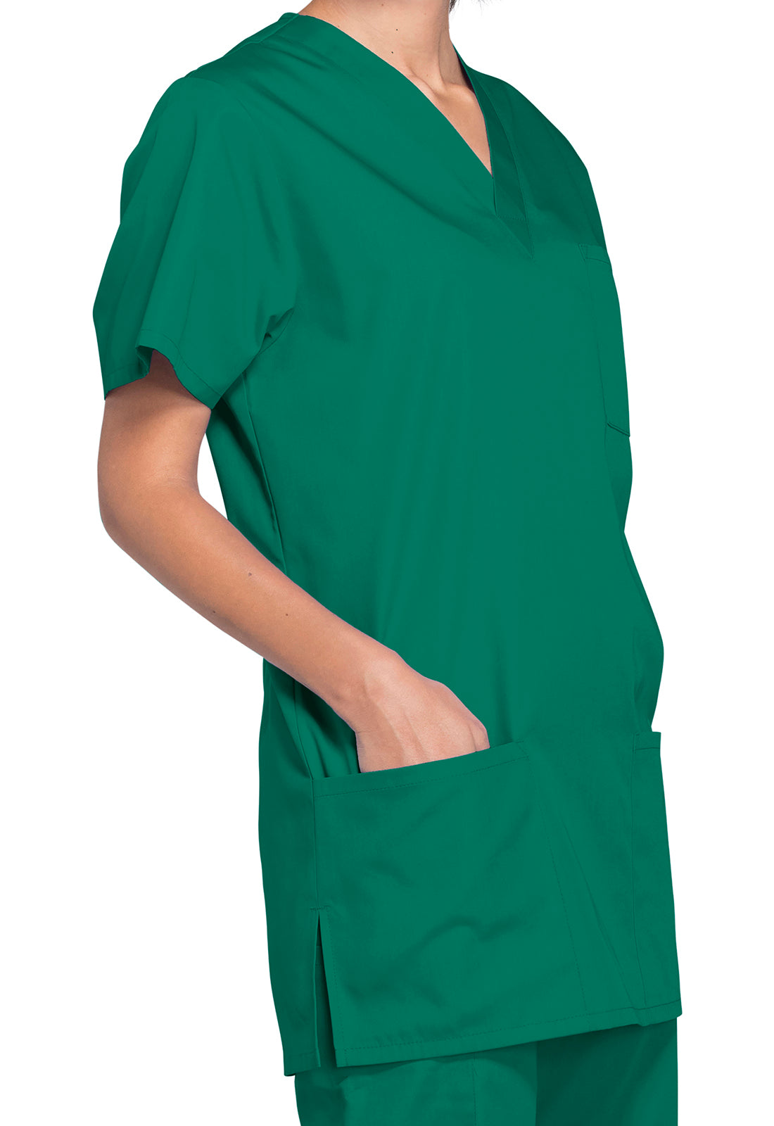 Unisex V-hals top met traditionele pasvorm en borstzak WWE4876