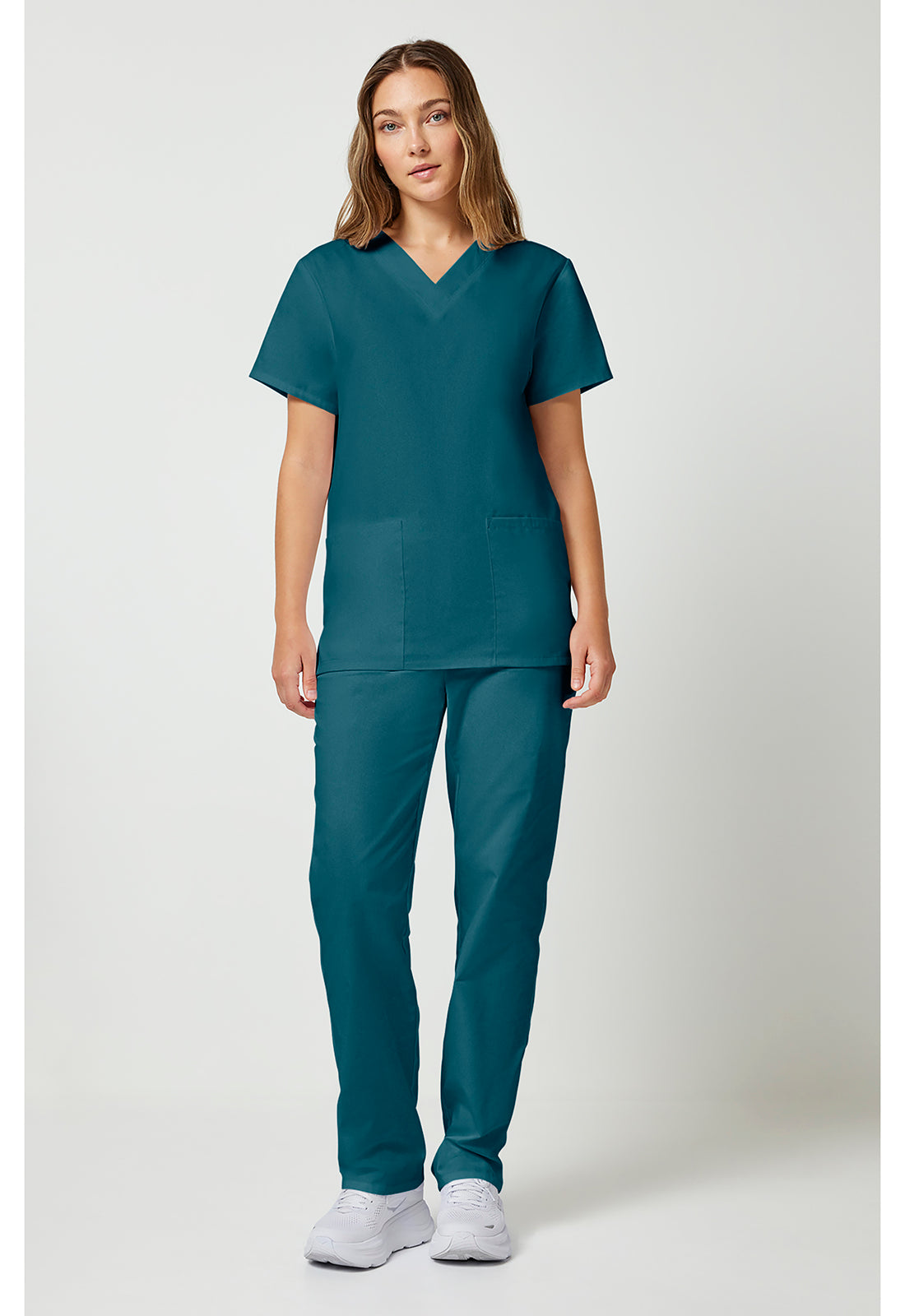 Unisex top en broek set met V-hals en trekkoordbroek WWE530C