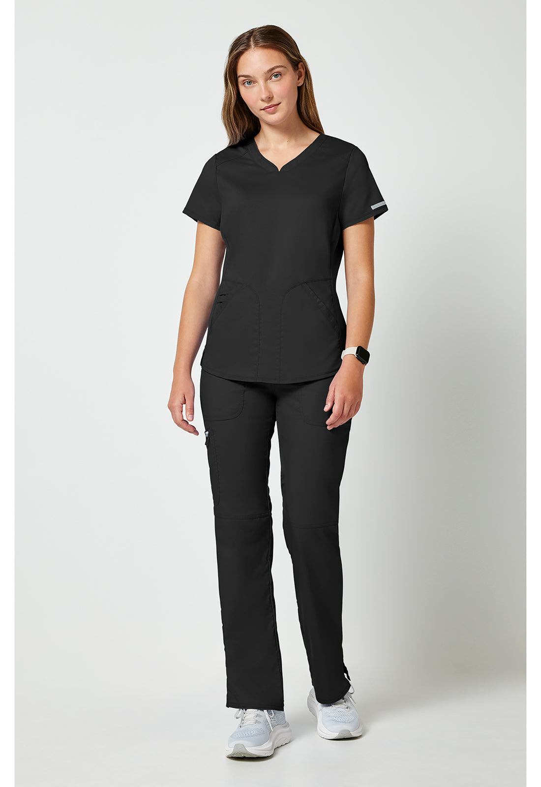 Top met V-hals met mesh details en 2-way stretch WWE601