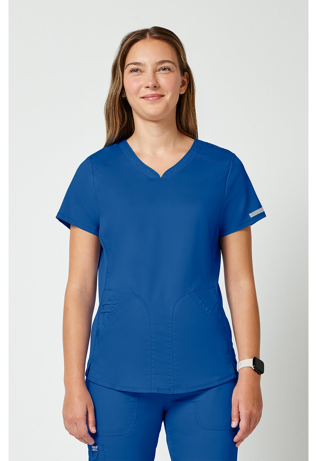 Top met V-hals met mesh details en 2-way stretch WWE601