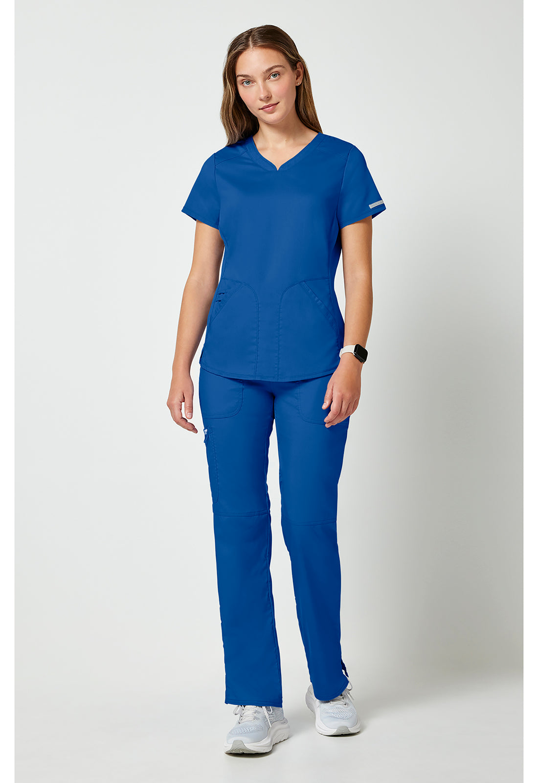 Top met V-hals met mesh details en 2-way stretch WWE601
