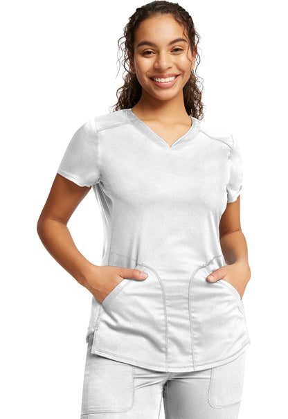 Top met V-hals met mesh details en 2-way stretch