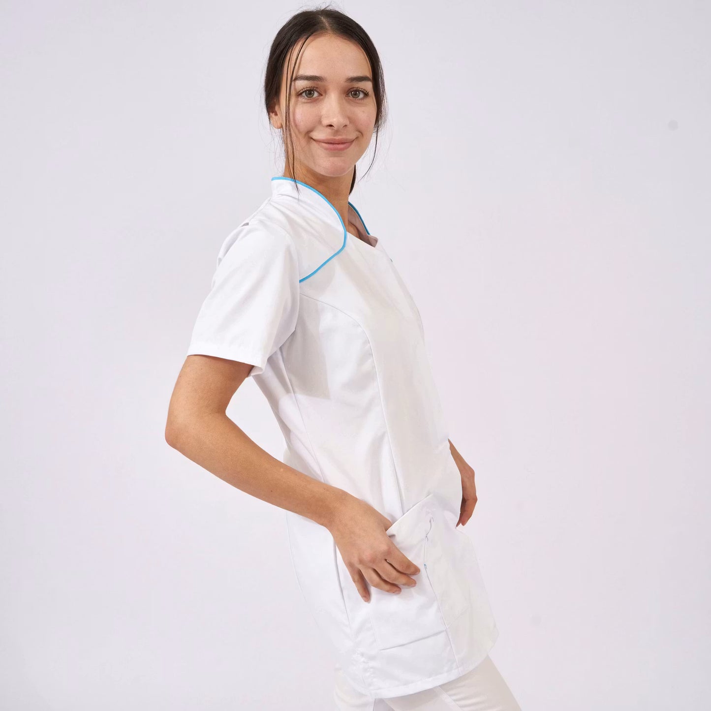 Alsico Dames Zorgtuniek Mentha Wit met Blauwe Accenten