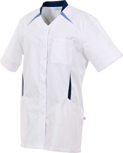 Alsico Dames Zorgjas Arjuna Wit/Blauw met V-hals