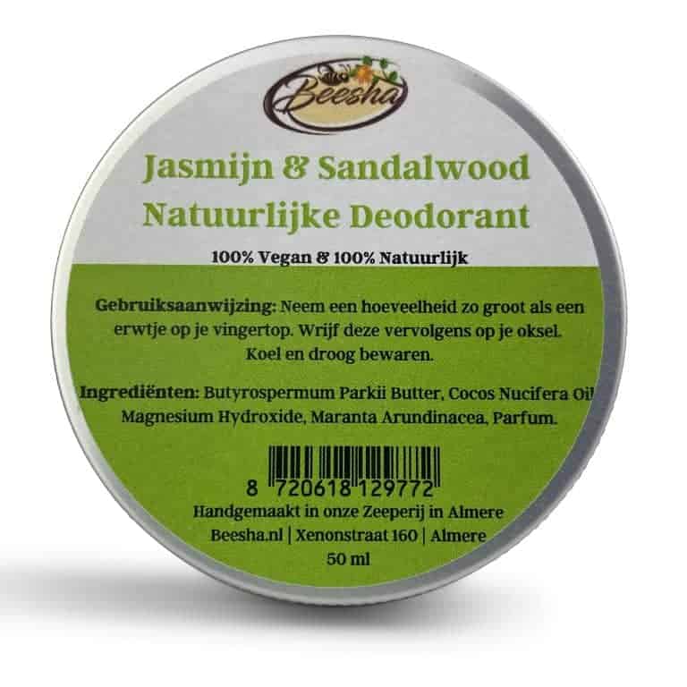 Natuurlijke deodorant Jasmijn & Sandelwoord Beesha - Zorgkleding.nl